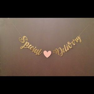 Special delivery with red heart baby girl